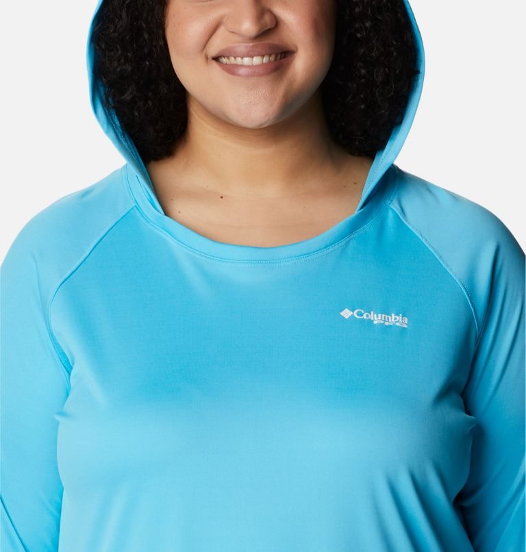 Women's Columbia PFG Tidal Tee Hoodie Blue | Plus Size CA-X301L